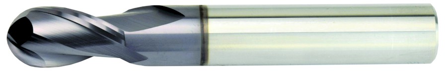 2 břitá SK monolitní fréza FALTI, UNIVERSAL, s plným radiusem (kulová), dlouhá, AlTiN, DIN6527L, HA